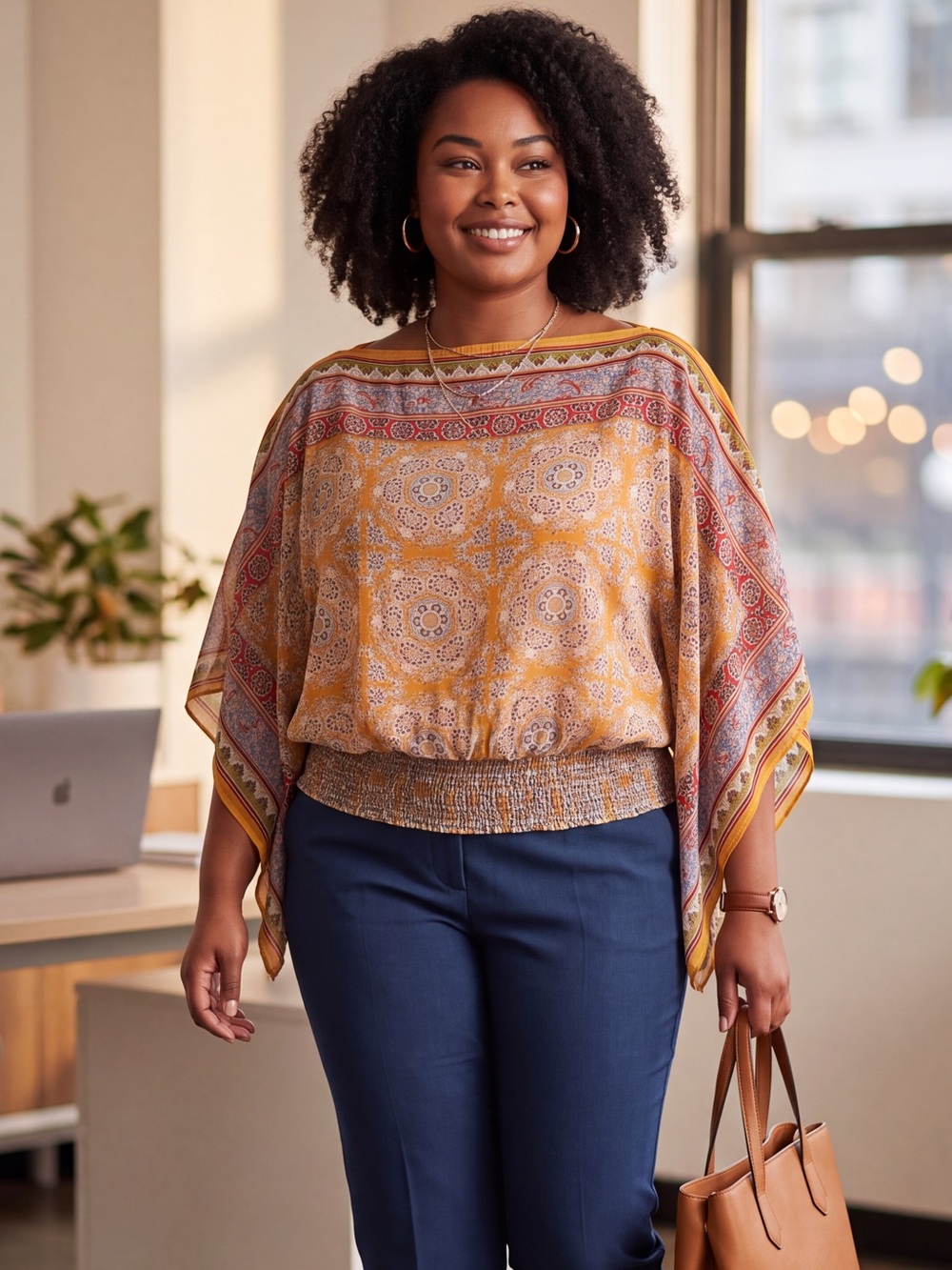 Max Studio Yellow Paisley Print Dolman Blouse